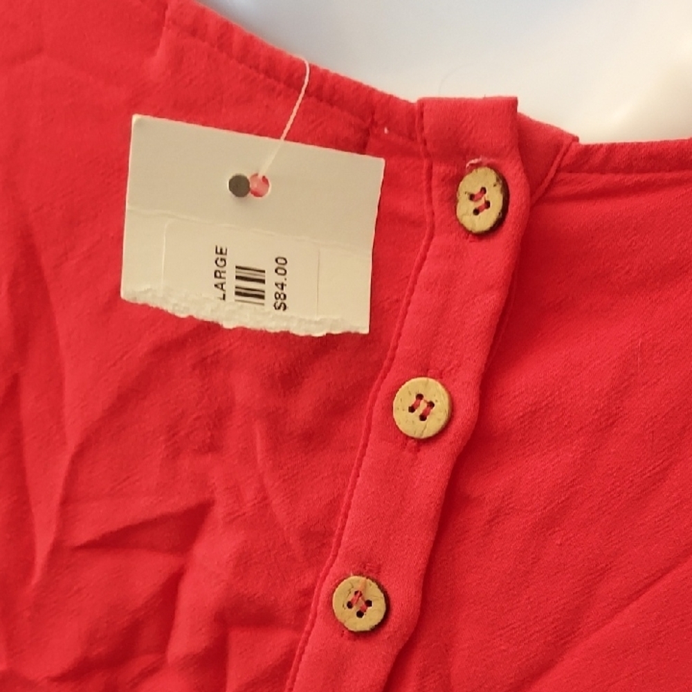 NWT, KLd, Red Ruffled Mini Sundress - Picture 5 of 7